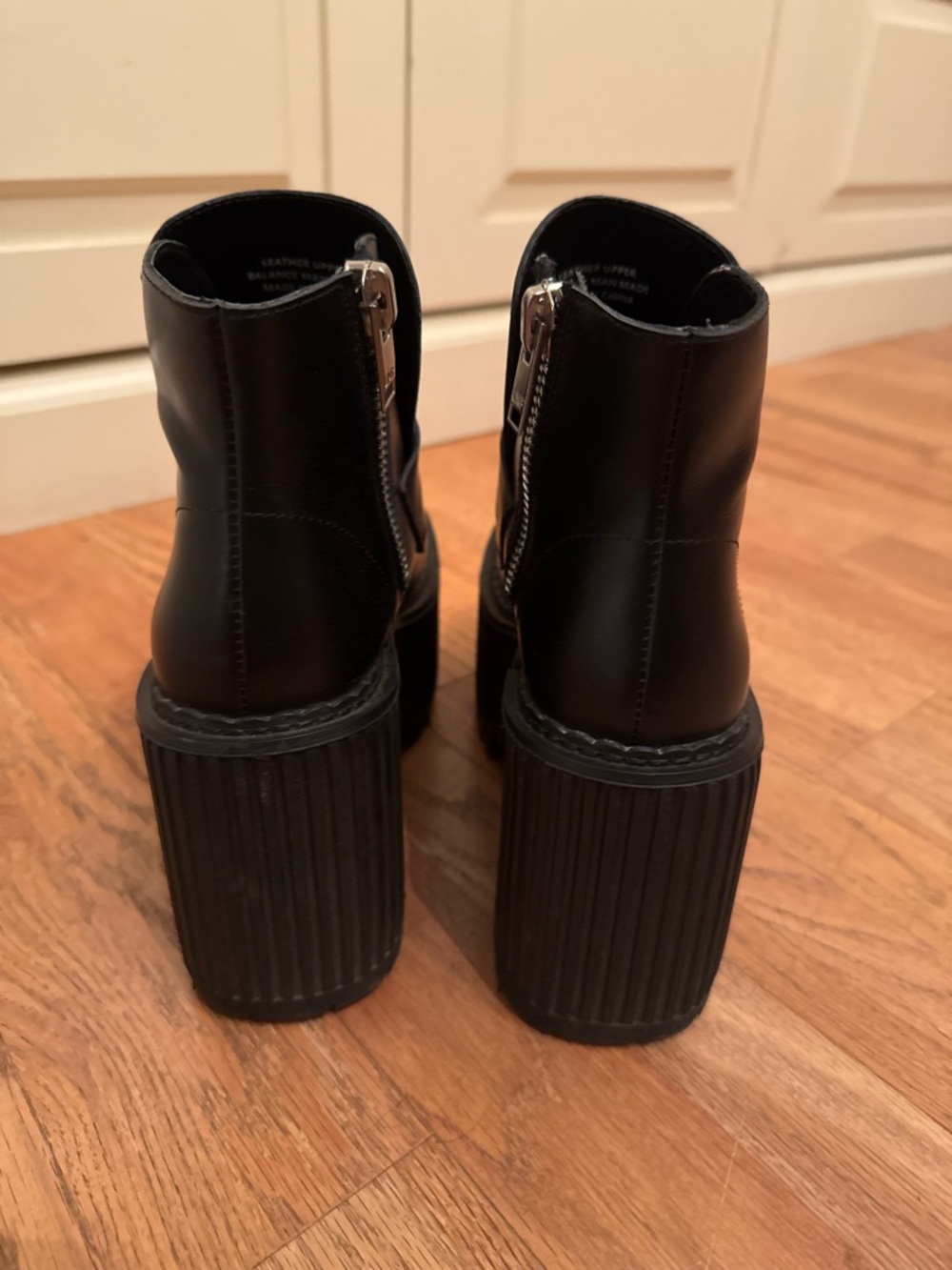 NWT UNIF Leather Black Platform Boots Side Zip real leather size us 8 womens - Picture 7 of 8